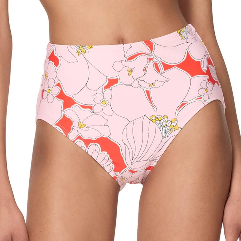 Kate Spade NY Coastal Garden High Waist Bikini Bottom XS Goji Berry NWT